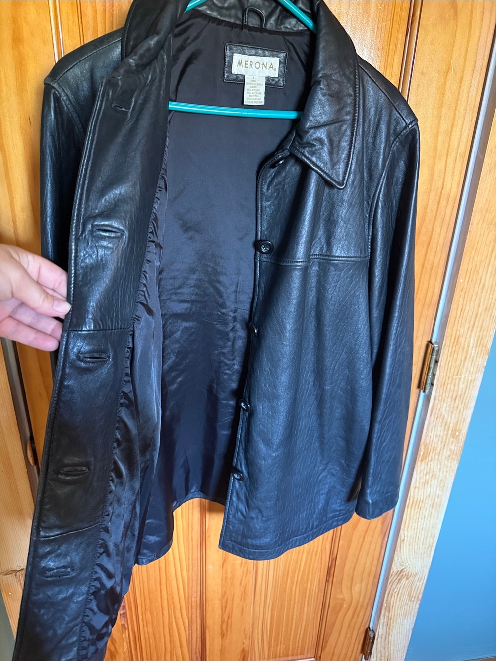 Merona Black Button-Front Leather Jacket - Picture 4 of 4
